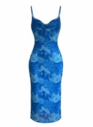 blue floral dress