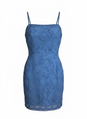 azure blue custom made dress