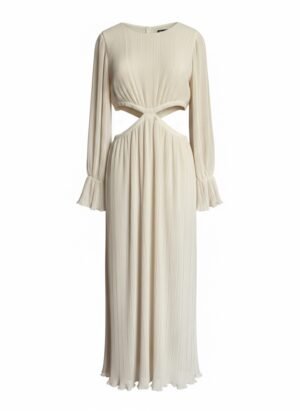 creamy white zara pleated dress