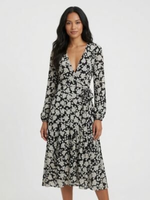 black&white wrap dress