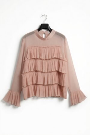 sheer pink blouse