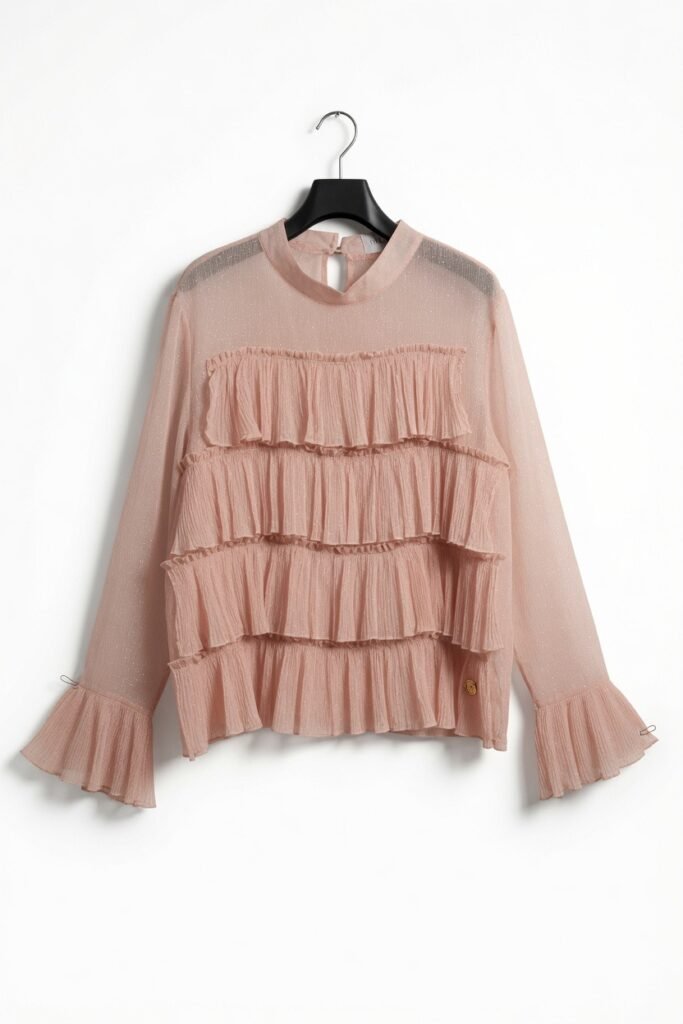 sheer pink blouse