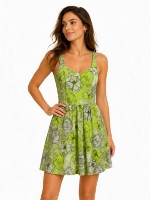green floral dress