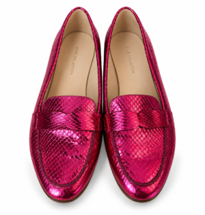 shiny flat loafers