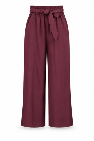 burgundy satin look trousers